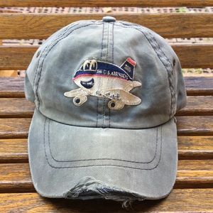 Distressed vintage US Airways ball cap SnapBack hat faded blue